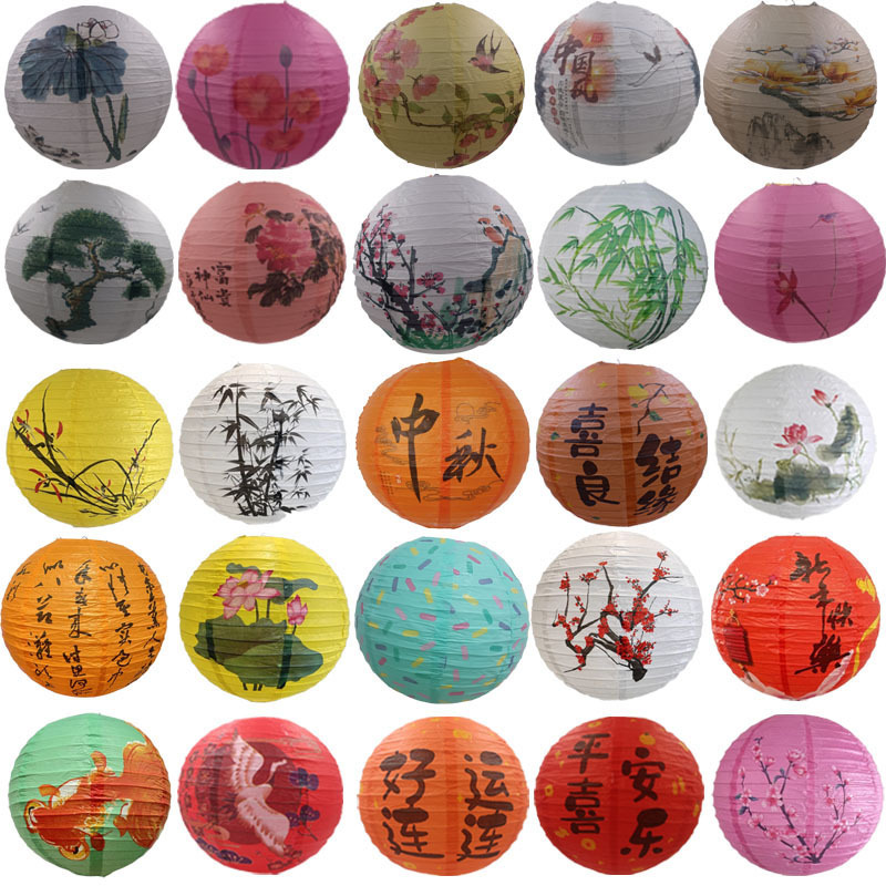 Japanese Lantern Paper - فانوس ورقي مطبوع بالزهور مقاس 12