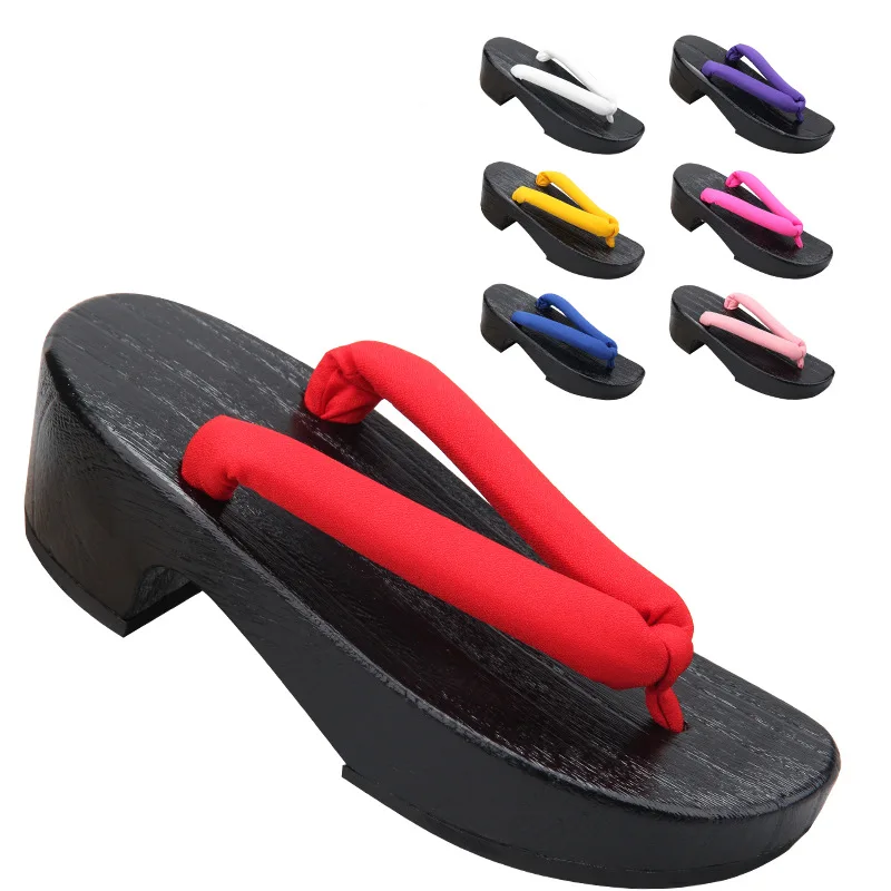 Geta Wooden Sandal - صندل نسائي أسود على شكل هلال